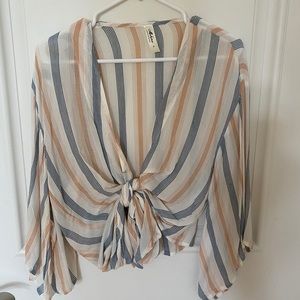 Stripe tie front top